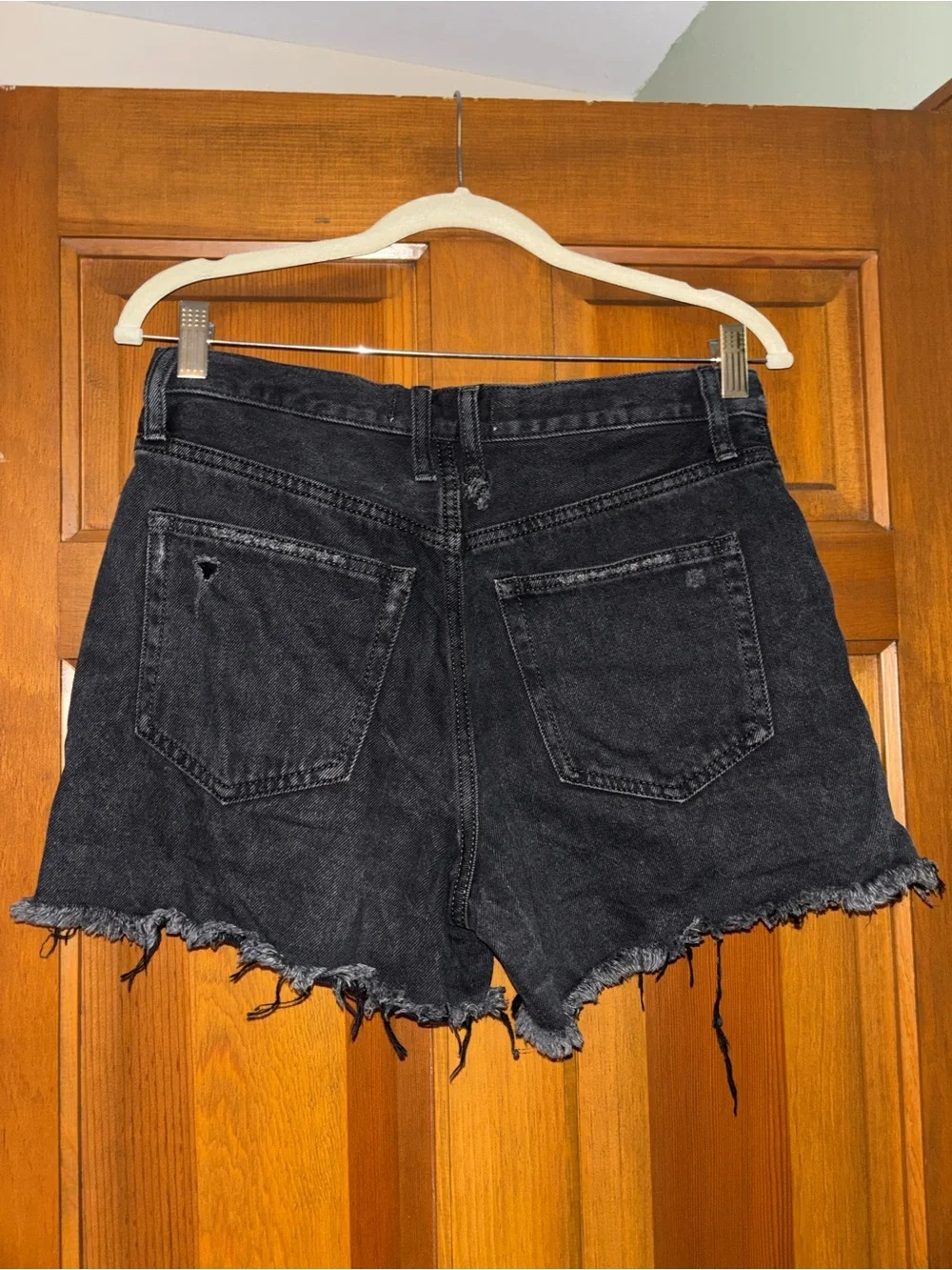 Free People Black Washed Distressed Denim Cutoff Shorts